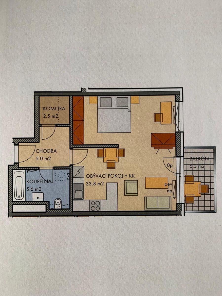 1 bedroom with open-plan kitchen flat to rent, 48 m², Pod Harfou, Prague, Prague 1 bedroom with open-plan kitchen flat to rent, 48 m², Pod Harfou, Prague, Prague