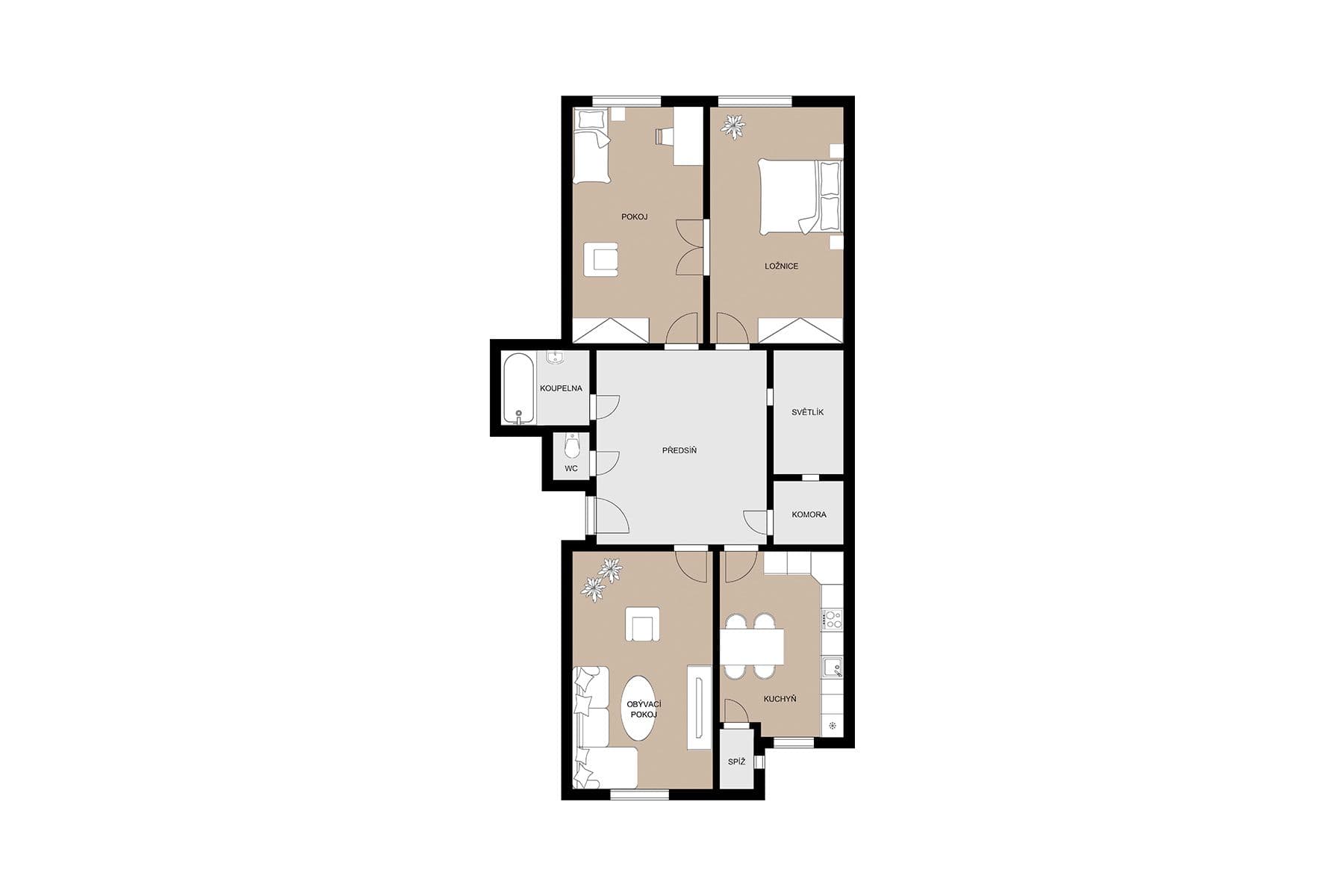 3 bedroom flat for sale, 96 m², Vinohradská, Prague, Prague 3 bedroom flat for sale, 96 m², Vinohradská, Prague, Prague