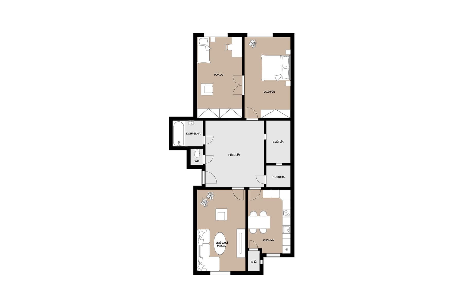 3 bedroom flat for sale, 96 m², Vinohradská, Prague, Prague 3 bedroom flat for sale, 96 m², Vinohradská, Prague, Prague