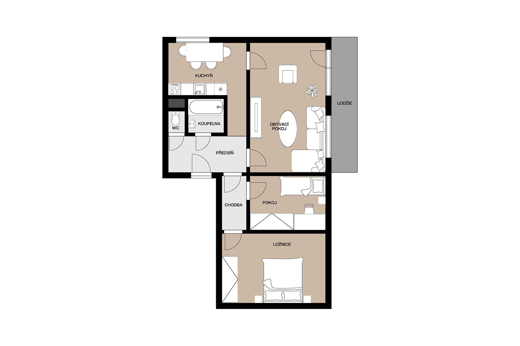 3 bedroom flat for sale, 66 m², Jesenická, Prague, Prague 3 bedroom flat for sale, 66 m², Jesenická, Prague, Prague