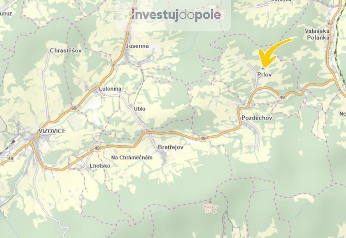 plot for sale, 2,855 m², Prlov, Zlínský Region plot for sale, 2,855 m², Prlov, Zlínský Region