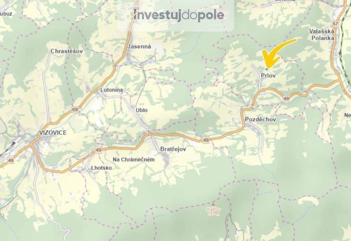 plot for sale, 2,855 m², Prlov, Zlínský Region plot for sale, 2,855 m², Prlov, Zlínský Region