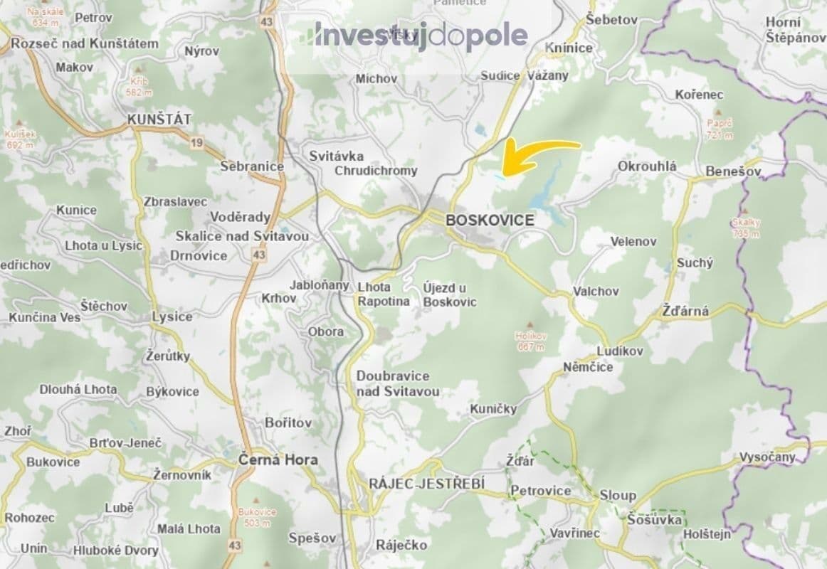 plot for sale, 1,396 m², Boskovice, Jihomoravský Region plot for sale, 1,396 m², Boskovice, Jihomoravský Region