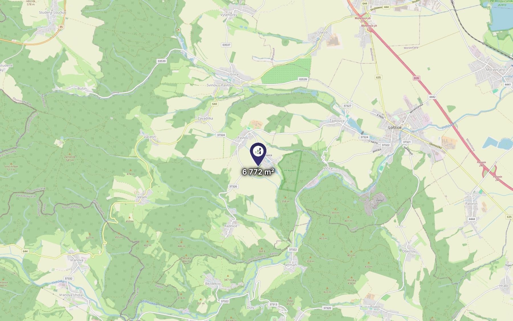 plot for sale, 3,386 m², Pavlov, Olomoucký Region plot for sale, 3,386 m², Pavlov, Olomoucký Region