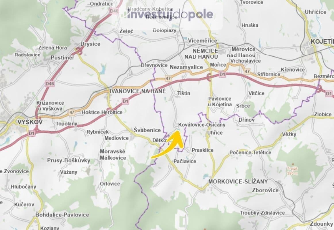 plot for sale, 2,463 m², Koválovice-Osíčany, Olomoucký Region plot for sale, 2,463 m², Koválovice-Osíčany, Olomoucký Region