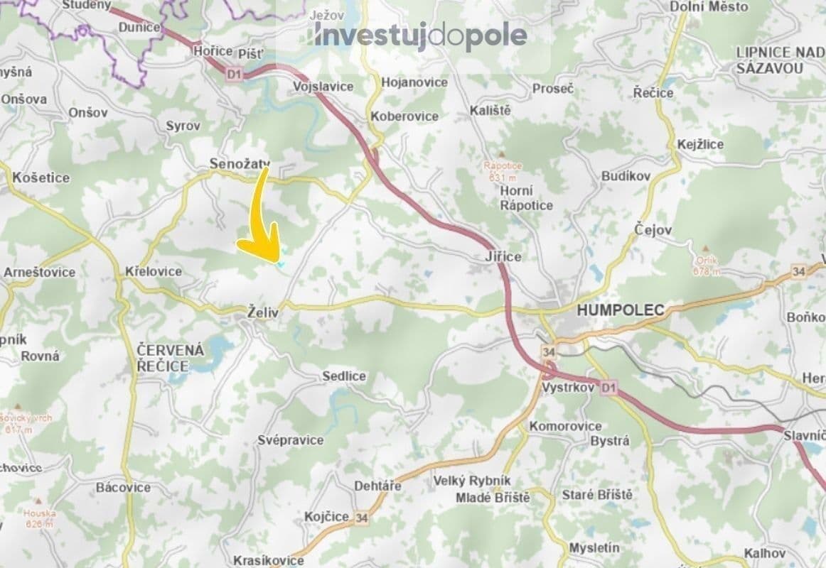 plot for sale, 3,049 m², Želiv, Vysočina Region plot for sale, 3,049 m², Želiv, Vysočina Region