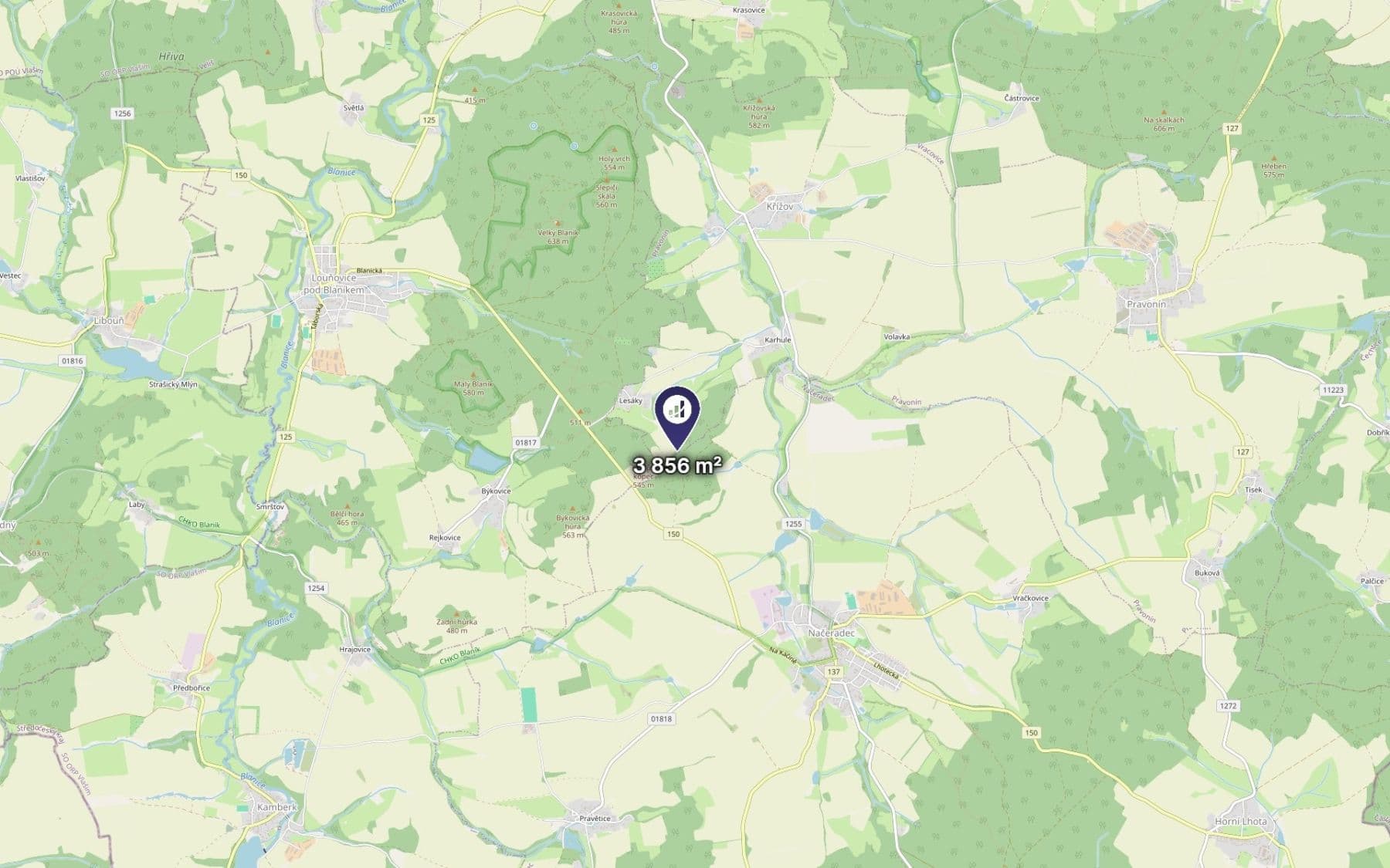 plot for sale, 3,856 m², Pravonín, Středočeský Region plot for sale, 3,856 m², Pravonín, Středočeský Region
