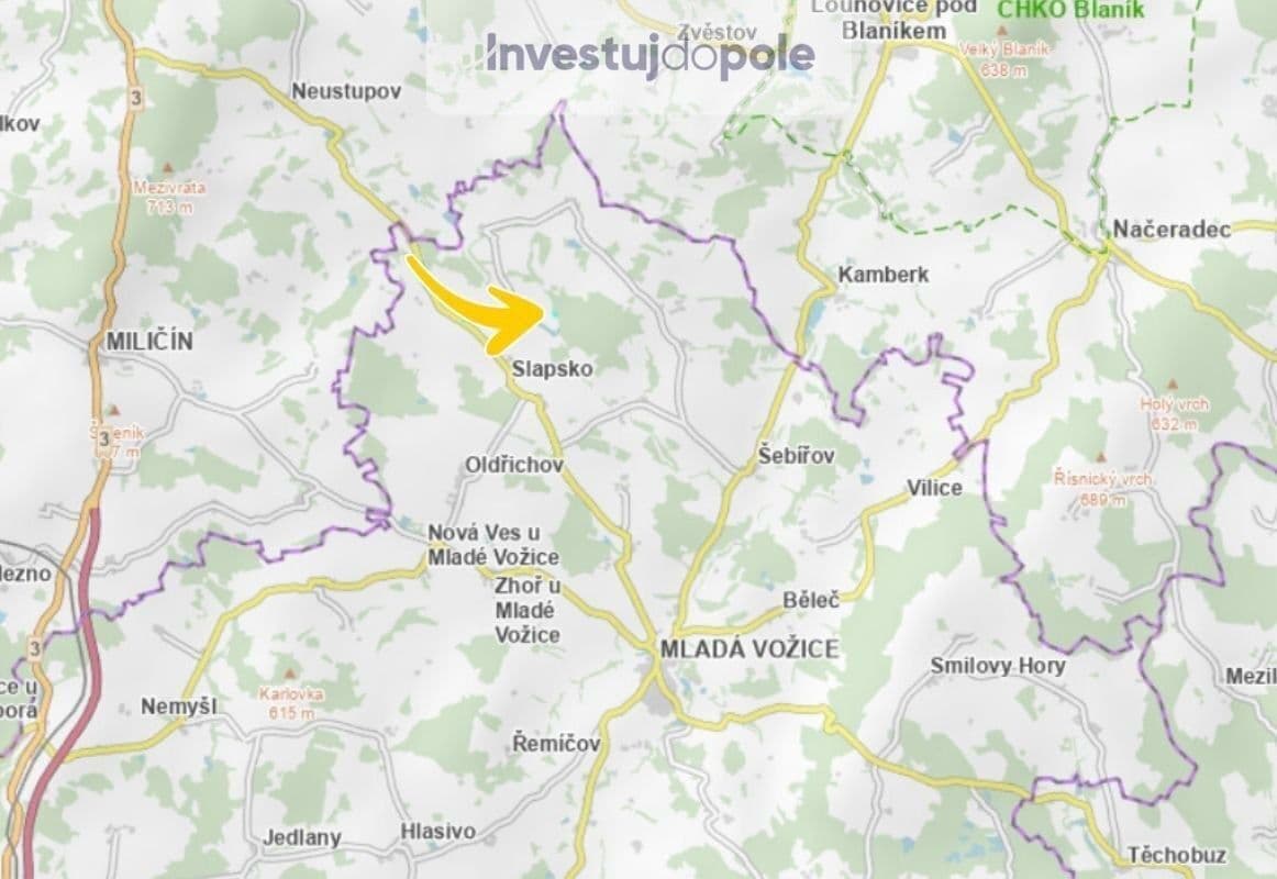 plot for sale, 2,628 m², Slapsko, Jihočeský Region plot for sale, 2,628 m², Slapsko, Jihočeský Region