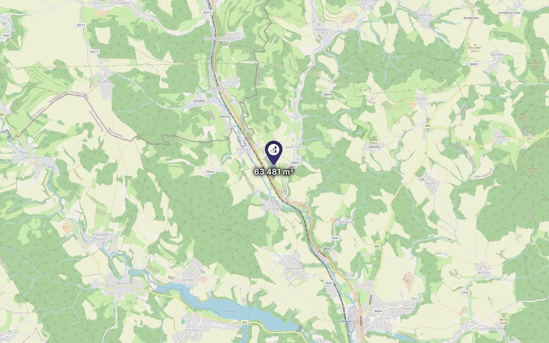 plot for sale, 63,481 m², Skrchov, Jihomoravský Region plot for sale, 63,481 m², Skrchov, Jihomoravský Region