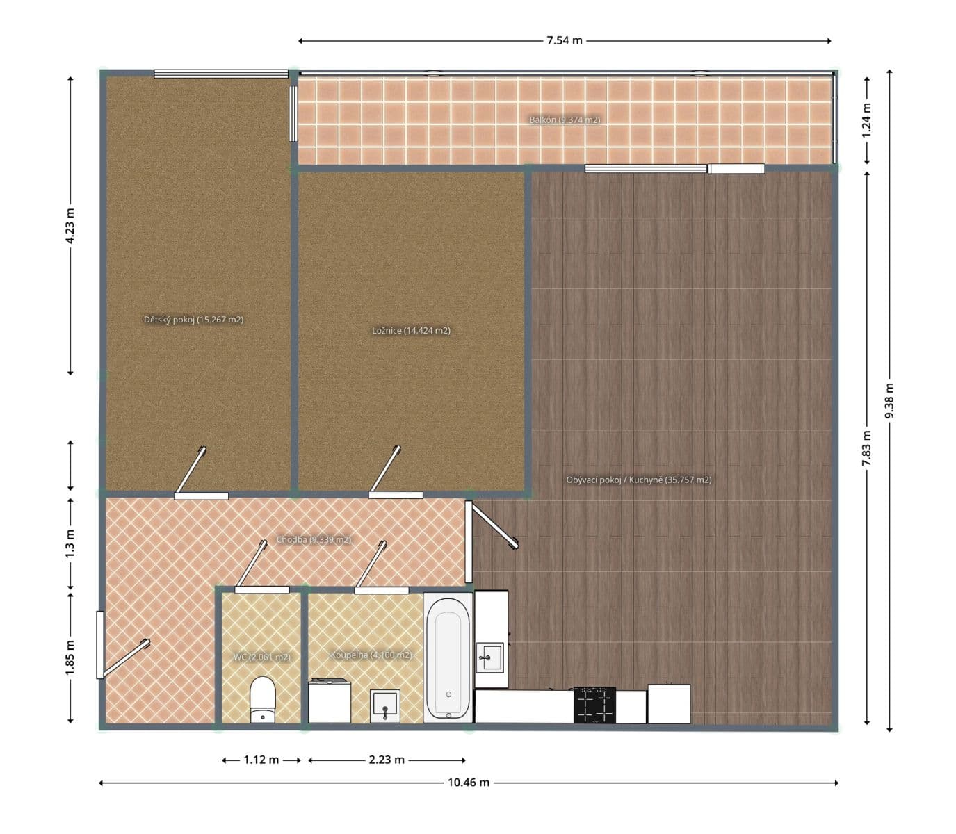 2 bedroom with open-plan kitchen flat for sale, 80 m², Sicherova, Prague, Prague 2 bedroom with open-plan kitchen flat for sale, 80 m², Sicherova, Prague, Prague
