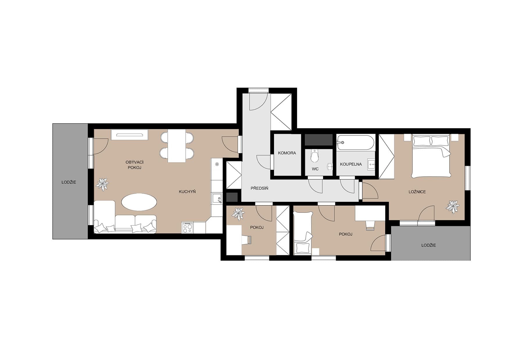 3 bedroom with open-plan kitchen flat for sale, 75 m², Karla Guta, Prague, Prague 3 bedroom with open-plan kitchen flat for sale, 75 m², Karla Guta, Prague, Prague