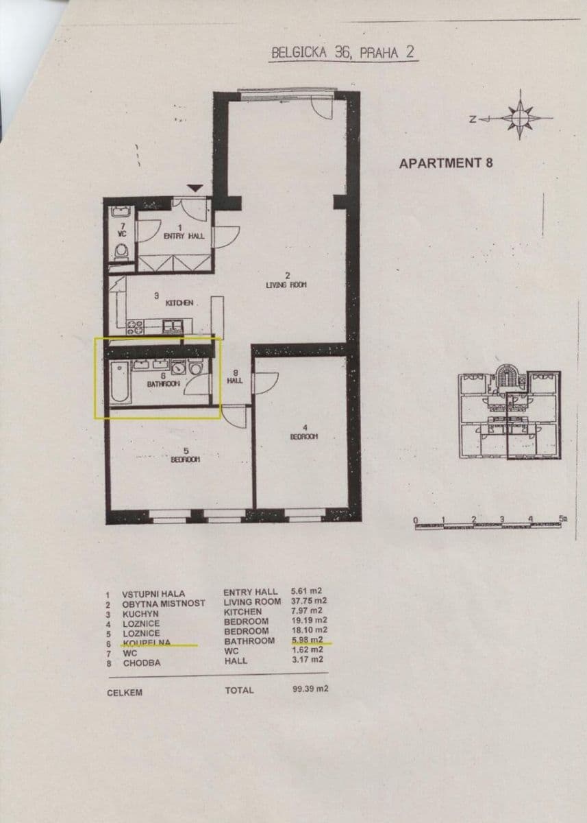 2 bedroom with open-plan kitchen flat for sale, 99 m², Belgická, Prague, Prague 2 bedroom with open-plan kitchen flat for sale, 99 m², Belgická, Prague, Prague