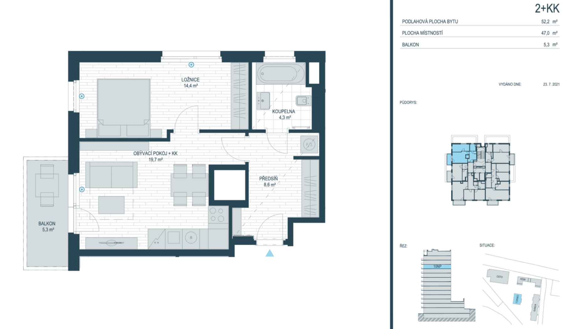 1 bedroom with open-plan kitchen flat to rent, 52 m², Laponská, Prague, Prague 1 bedroom with open-plan kitchen flat to rent, 52 m², Laponská, Prague, Prague