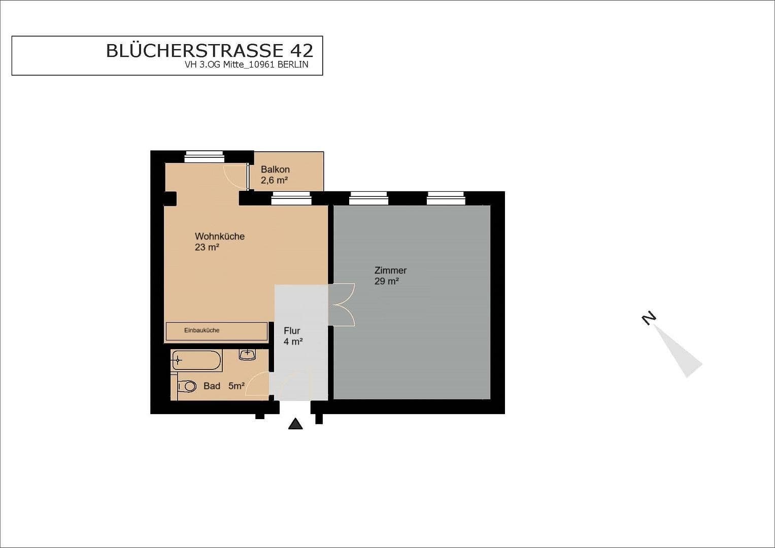2 bedroom flat to rent, 60 m², Blücherstraße 42, Berlin, Berlin 2 bedroom flat to rent, 60 m², Blücherstraße 42, Berlin, Berlin