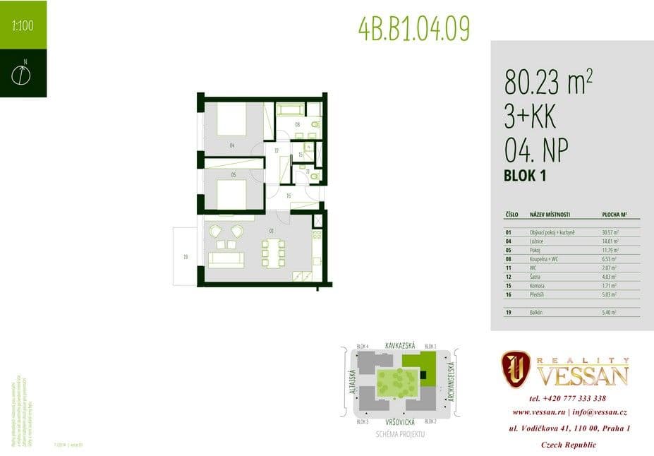 2 bedroom with open-plan kitchen flat to rent, 83 m², Archangelská, Prague, Prague 2 bedroom with open-plan kitchen flat to rent, 83 m², Archangelská, Prague, Prague