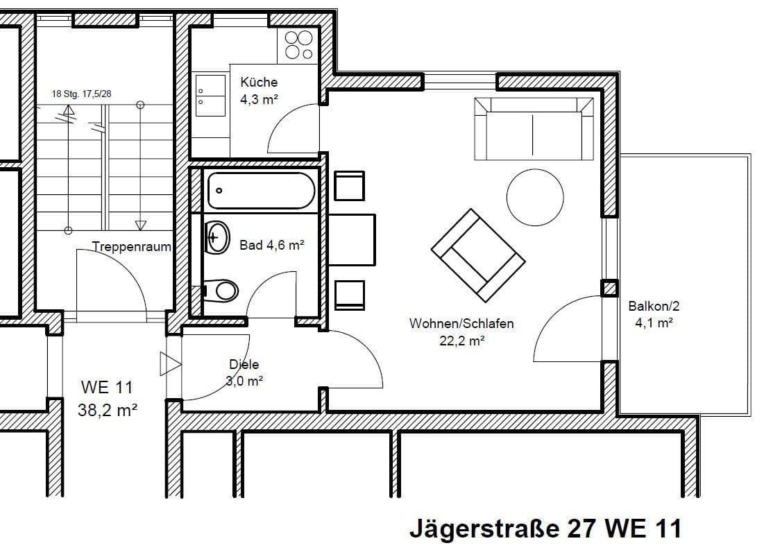 1 bedroom flat to rent, 39 m², Jägerstraße 27, Dresden, Saxony 1 bedroom flat to rent, 39 m², Jägerstraße 27, Dresden, Saxony