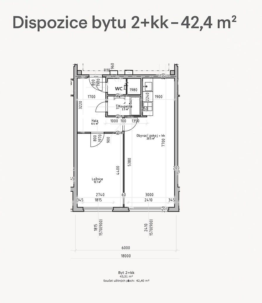 1 bedroom with open-plan kitchen flat to rent, 43 m², Vašátkova, Prague, Prague 1 bedroom with open-plan kitchen flat to rent, 43 m², Vašátkova, Prague, Prague