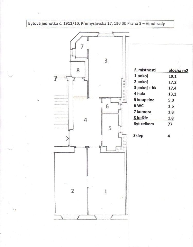 2 bedroom with open-plan kitchen flat to rent, 77 m², Přemyslovská, Prague, Prague 2 bedroom with open-plan kitchen flat to rent, 77 m², Přemyslovská, Prague, Prague