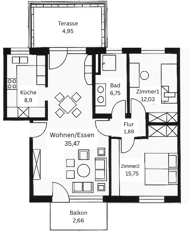 2 bedroom with open-plan kitchen flat for sale, 89 m², Aschaffenburg, Bavaria 2 bedroom with open-plan kitchen flat for sale, 89 m², Aschaffenburg, Bavaria