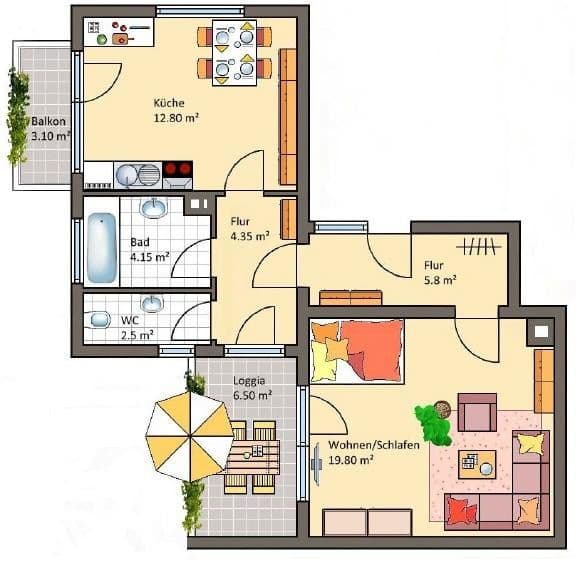 2 bedroom flat to rent, 59 m², Karlsruhe, Baden-Württemberg 2 bedroom flat to rent, 59 m², Karlsruhe, Baden-Württemberg