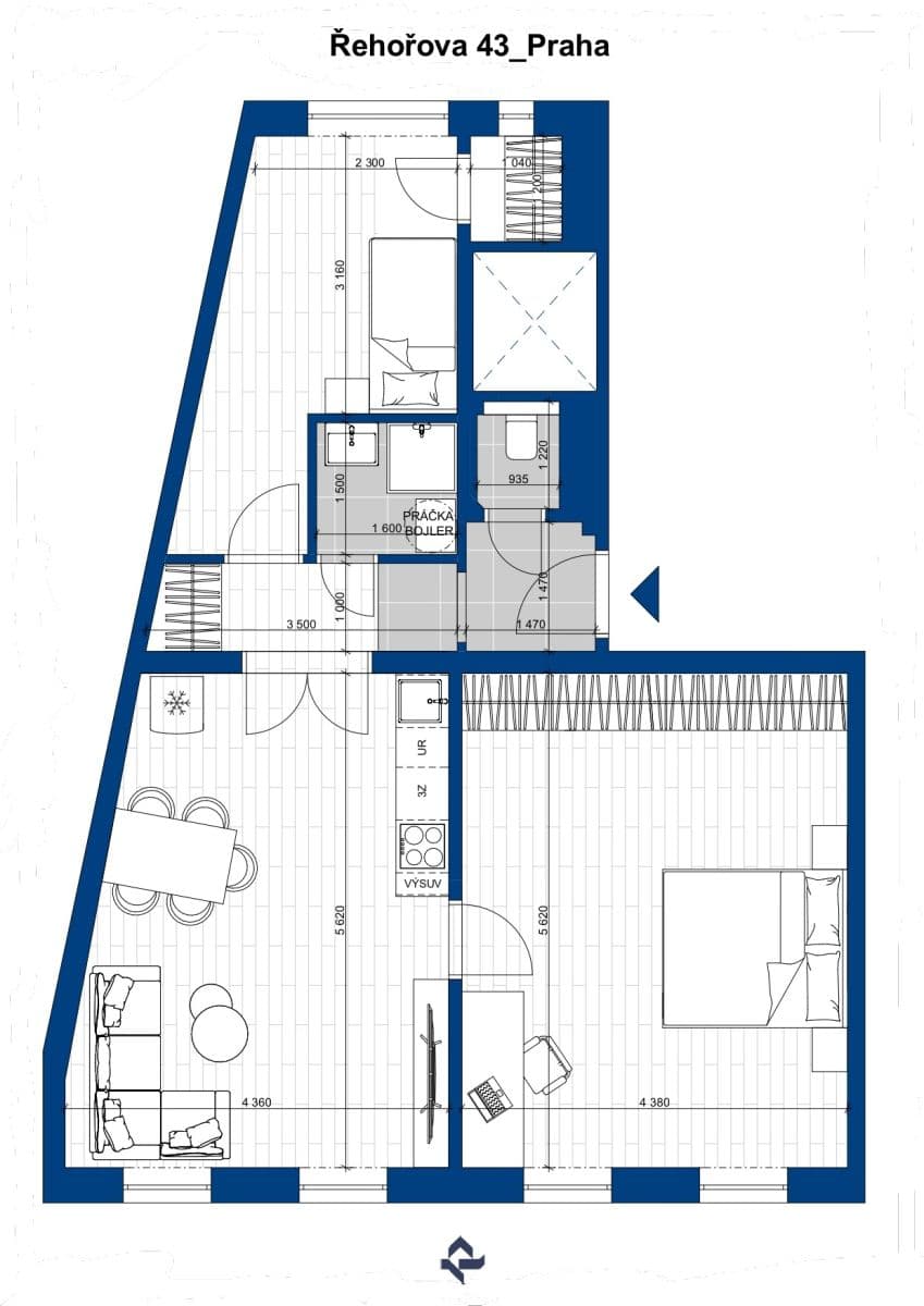 2 bedroom with open-plan kitchen flat for sale, 70 m², Řehořova, Prague, Prague 2 bedroom with open-plan kitchen flat for sale, 70 m², Řehořova, Prague, Prague