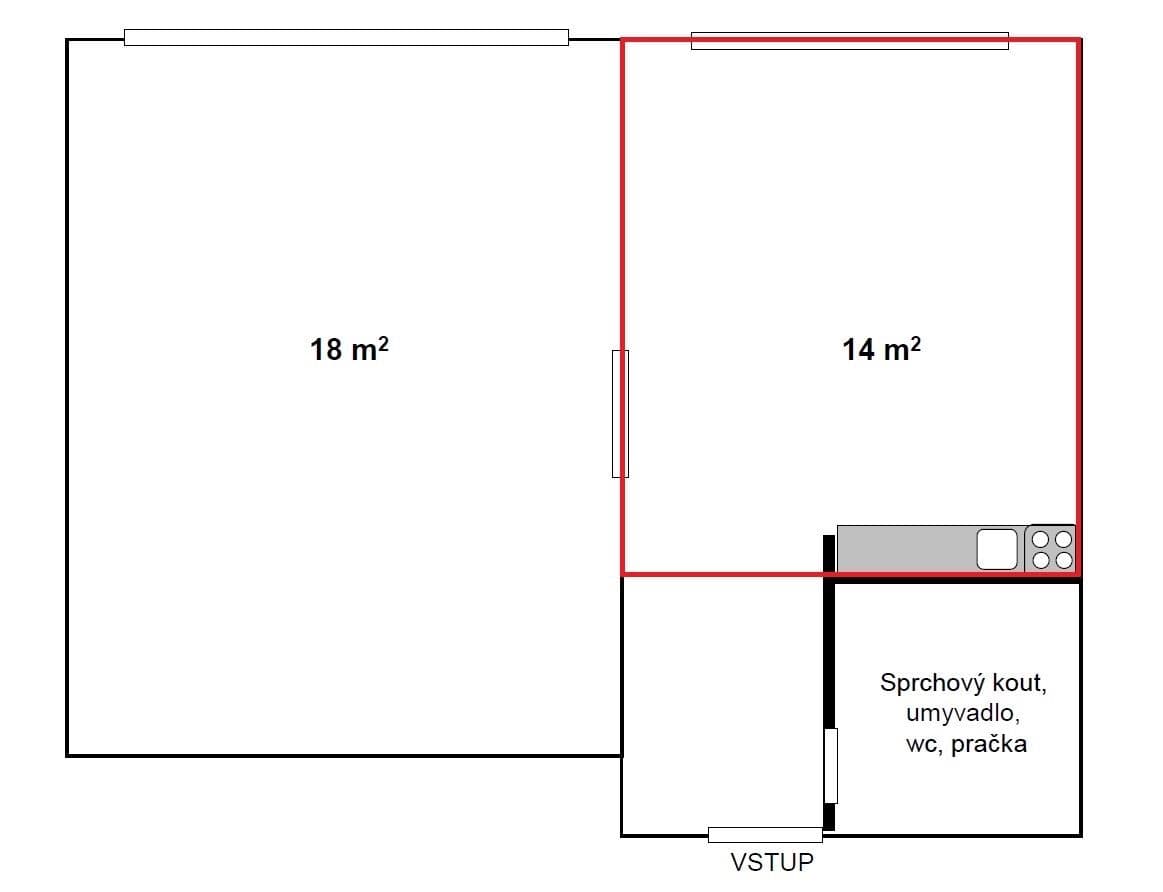 1 bedroom with open-plan kitchen flat to rent, 36 m², Rabyňská, Prague, Prague 1 bedroom with open-plan kitchen flat to rent, 36 m², Rabyňská, Prague, Prague