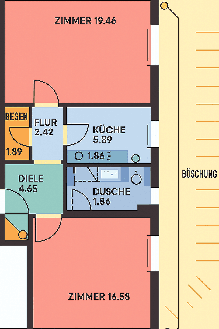 2 bedroom flat to rent, 58 m², Pfinztal, Baden-Württemberg 2 bedroom flat to rent, 58 m², Pfinztal, Baden-Württemberg