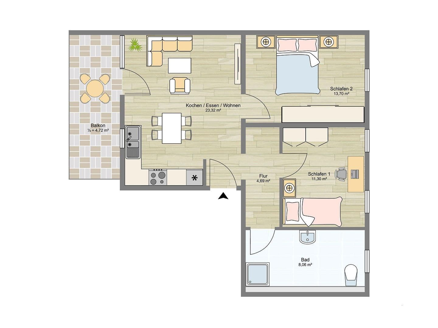 3 bedroom flat to rent, 67 m², Bebrastraße 17, Sondershausen, Thuringia 3 bedroom flat to rent, 67 m², Bebrastraße 17, Sondershausen, Thuringia