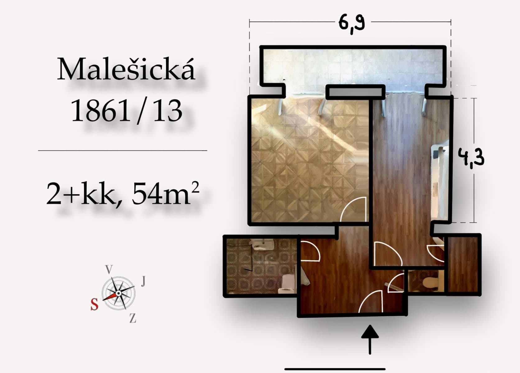 1 bedroom with open-plan kitchen flat to rent, 54 m², Malešická, Prague, Prague 1 bedroom with open-plan kitchen flat to rent, 54 m², Malešická, Prague, Prague