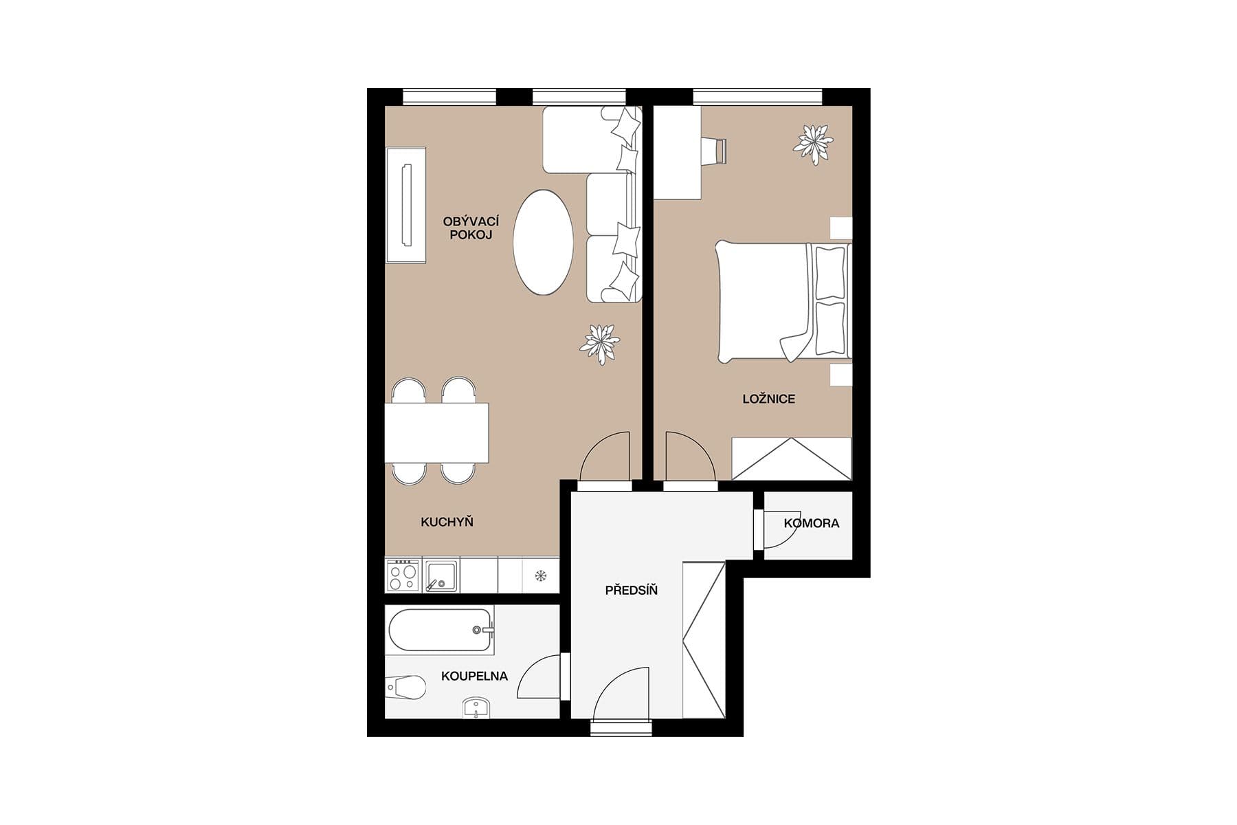 1 bedroom with open-plan kitchen flat for sale, 54 m², Pod Bohdalcem I, Prague, Prague 1 bedroom with open-plan kitchen flat for sale, 54 m², Pod Bohdalcem I, Prague, Prague