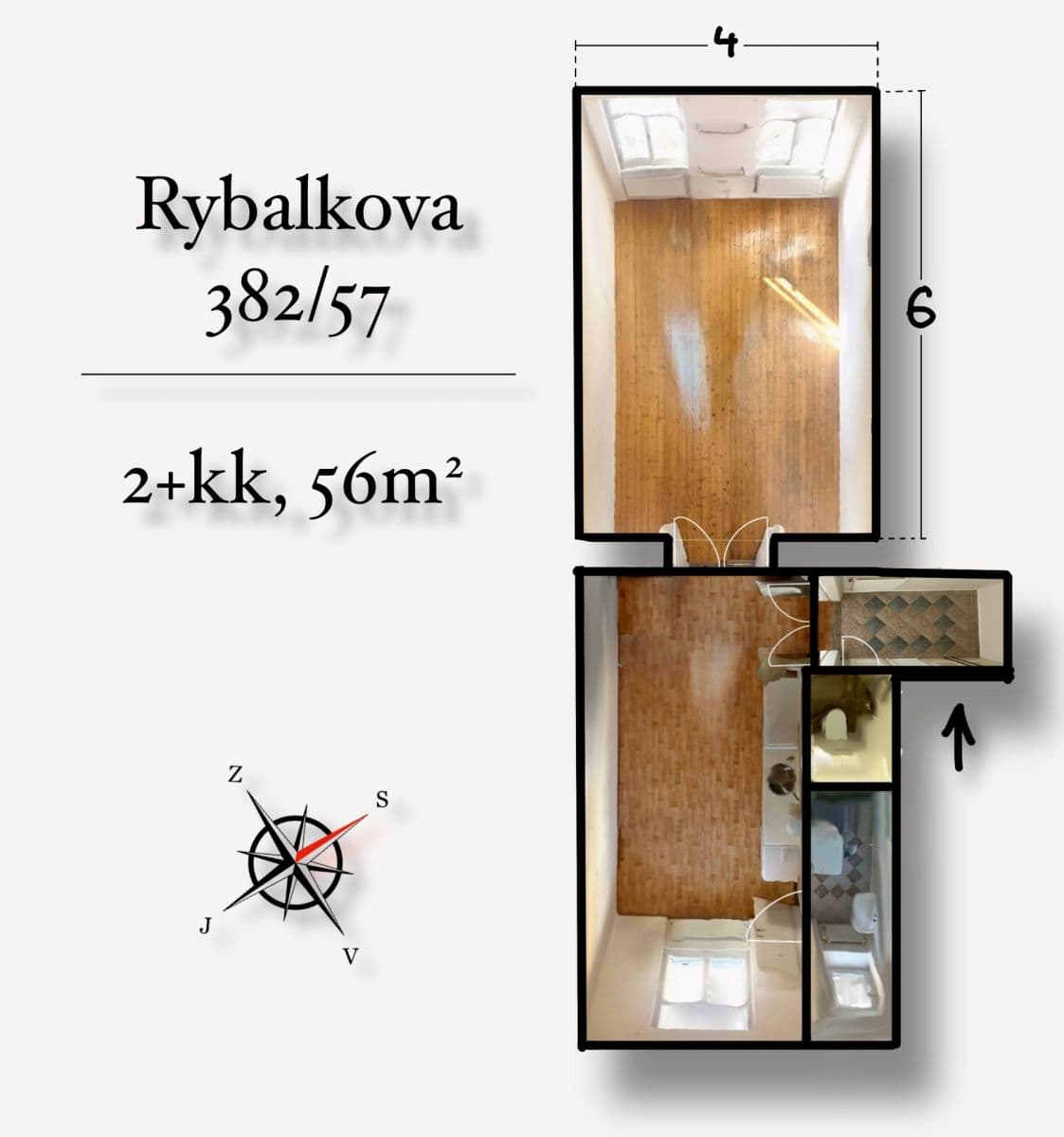 1 bedroom with open-plan kitchen flat to rent, 56 m², Rybalkova, Prague, Prague 1 bedroom with open-plan kitchen flat to rent, 56 m², Rybalkova, Prague, Prague
