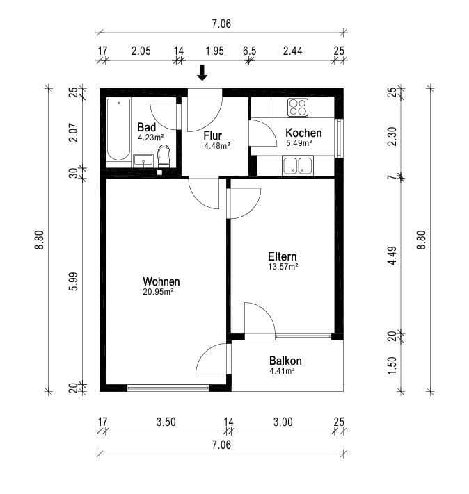2 bedroom flat to rent, 51 m², Stuttgart Feuerbach, Baden-Württemberg 2 bedroom flat to rent, 51 m², Stuttgart Feuerbach, Baden-Württemberg