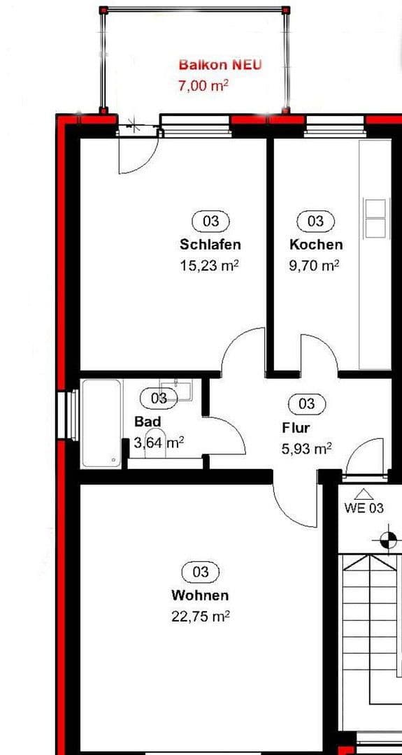 2 bedroom flat to rent, 61 m², Burgallee 36, Hanau, Hesse 2 bedroom flat to rent, 61 m², Burgallee 36, Hanau, Hesse