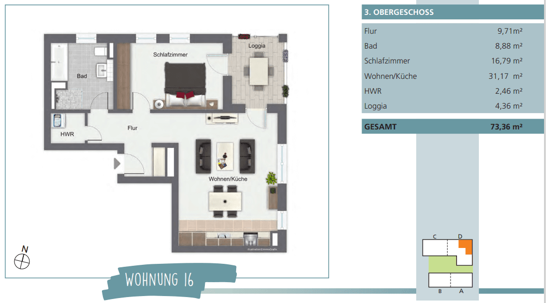 2 bedroom flat to rent, 74 m², Gotenweg 4, Braunschweig, Lower Saxony 2 bedroom flat to rent, 74 m², Gotenweg 4, Braunschweig, Lower Saxony