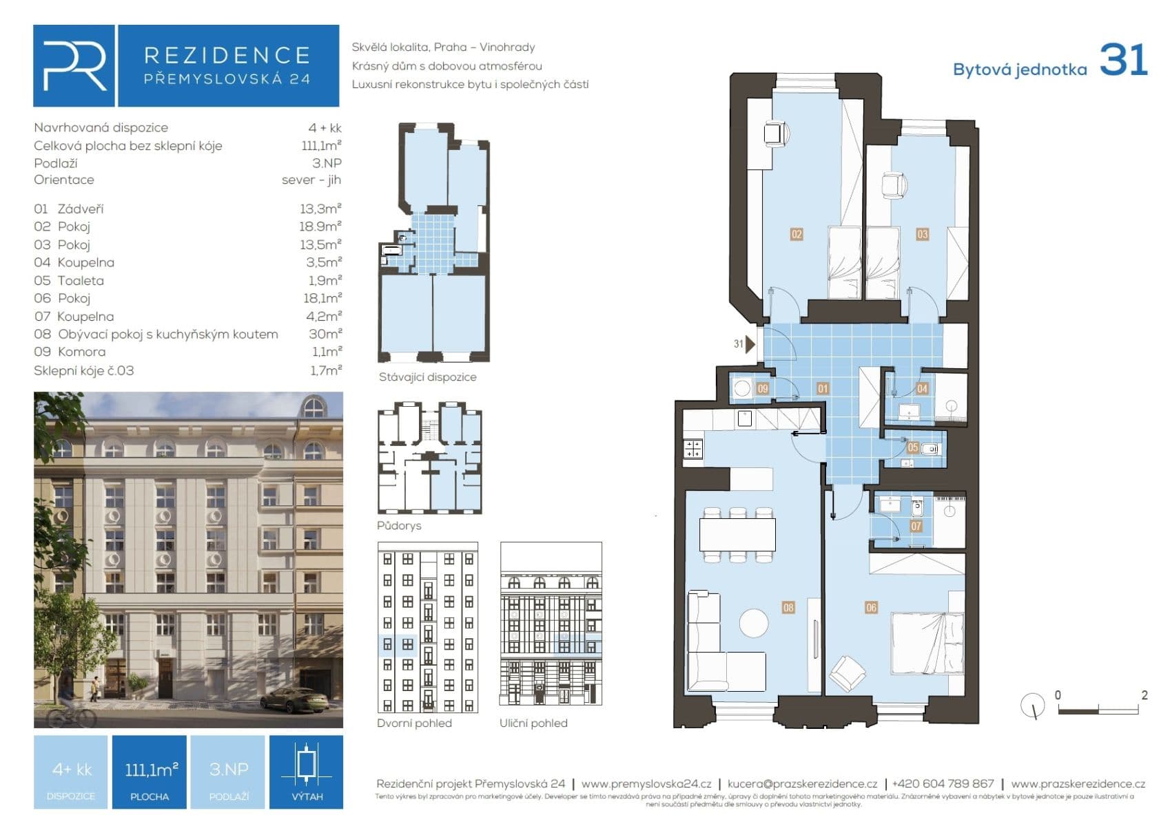 3 bedroom with open-plan kitchen flat for sale, 108 m², Přemyslovská, Prague, Prague 3 bedroom with open-plan kitchen flat for sale, 108 m², Přemyslovská, Prague, Prague
