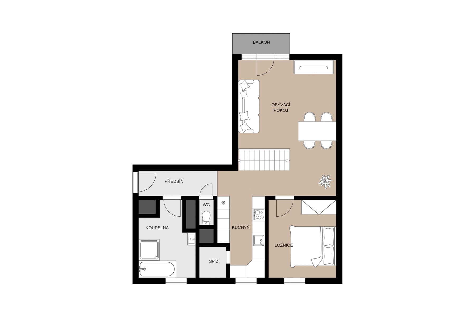 2 bedroom with open-plan kitchen flat for sale, 82 m², Křivoklátská, Prague, Prague 2 bedroom with open-plan kitchen flat for sale, 82 m², Křivoklátská, Prague, Prague