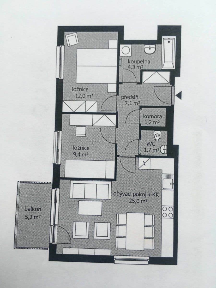 2 bedroom with open-plan kitchen flat for sale, 66 m², Sedlářova, Prague, Prague 2 bedroom with open-plan kitchen flat for sale, 66 m², Sedlářova, Prague, Prague
