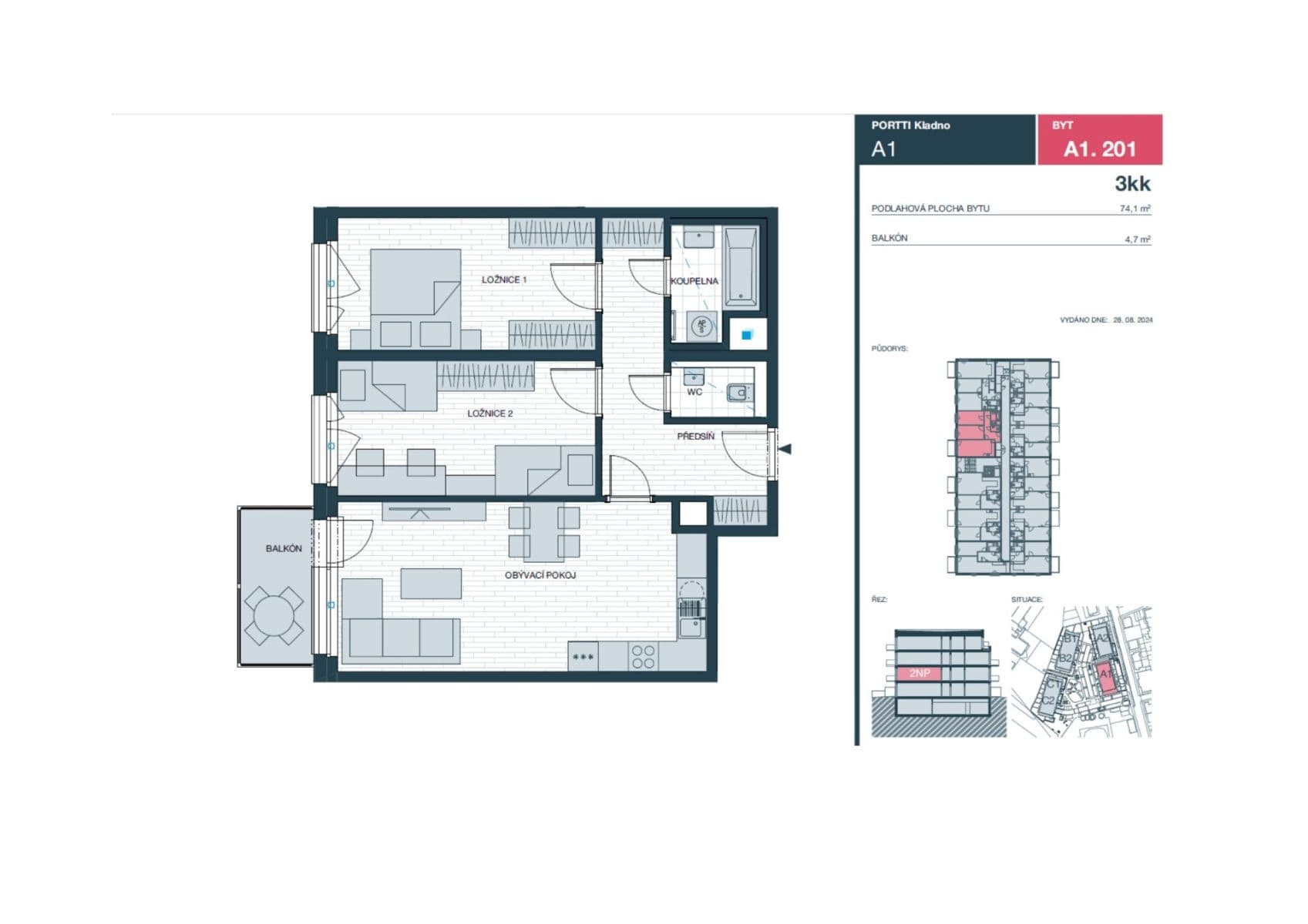 2 bedroom with open-plan kitchen flat for sale, 74 m², Ke stadionu, Kladno, Středočeský Region 2 bedroom with open-plan kitchen flat for sale, 74 m², Ke stadionu, Kladno, Středočeský Region