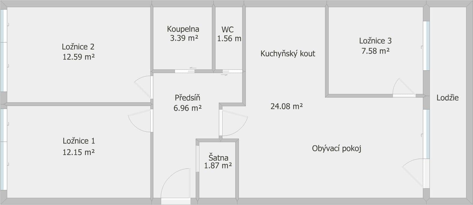 3 bedroom with open-plan kitchen flat to rent, 77 m², Heranova, Prague, Prague 3 bedroom with open-plan kitchen flat to rent, 77 m², Heranova, Prague, Prague