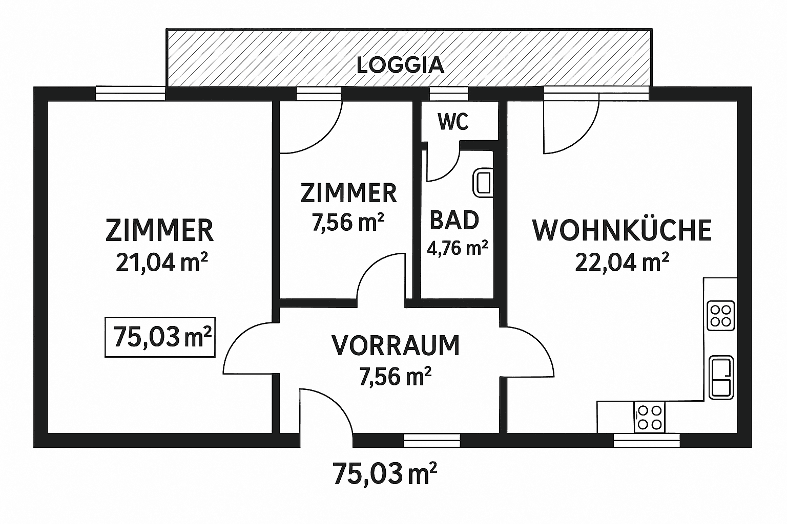 3 bedroom flat for sale, 76 m², Otto-Mauer-Gasse 22, Wien, Vienna 3 bedroom flat for sale, 76 m², Otto-Mauer-Gasse 22, Wien, Vienna