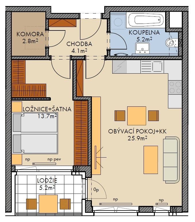 1 bedroom with open-plan kitchen flat to rent, 60 m², Stočesova, Prague, Prague 1 bedroom with open-plan kitchen flat to rent, 60 m², Stočesova, Prague, Prague