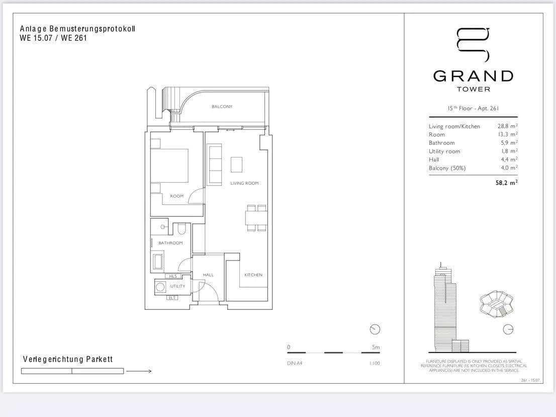 2 bedroom flat to rent, 59 m², Europa-Allee 2, Frankfurt am Main, Hesse 2 bedroom flat to rent, 59 m², Europa-Allee 2, Frankfurt am Main, Hesse