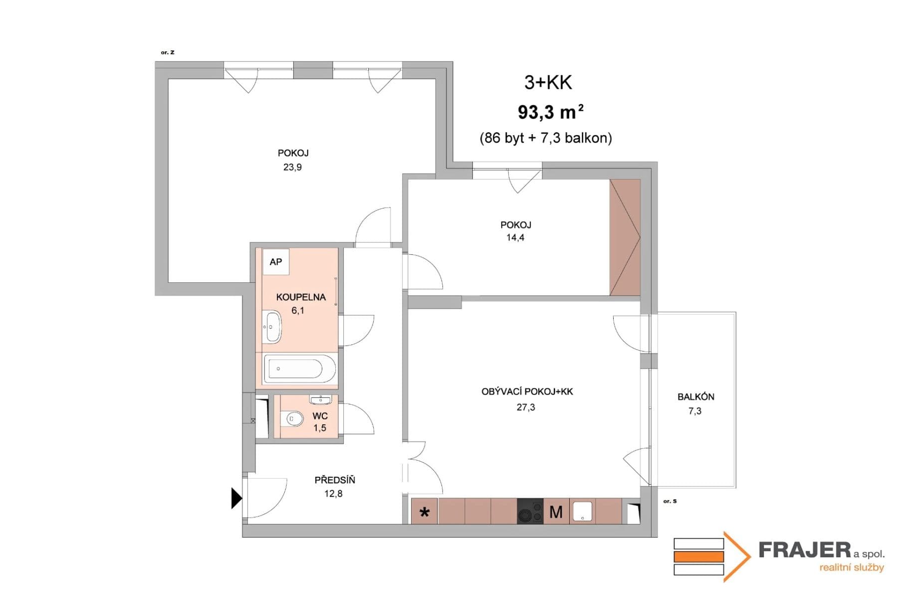 2 bedroom with open-plan kitchen flat to rent, 93 m², Nademlejnská, Prague, Prague 2 bedroom with open-plan kitchen flat to rent, 93 m², Nademlejnská, Prague, Prague