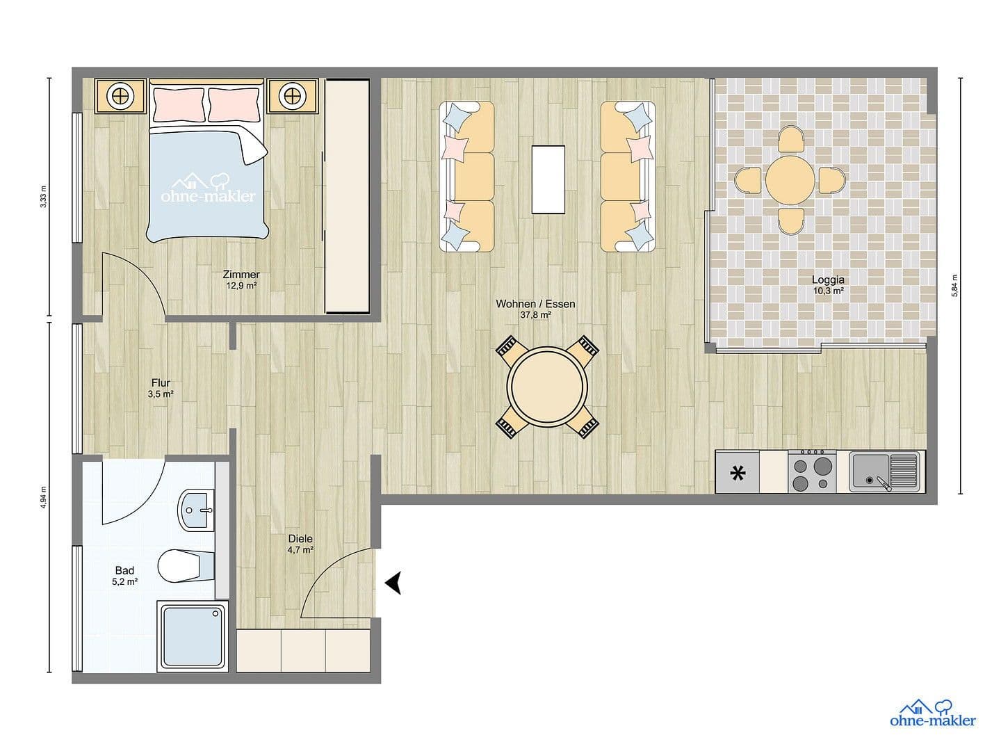 1 bedroom with open-plan kitchen flat for sale, 69 m², Waldshut-Tiengen, Baden-Württemberg 1 bedroom with open-plan kitchen flat for sale, 69 m², Waldshut-Tiengen, Baden-Württemberg