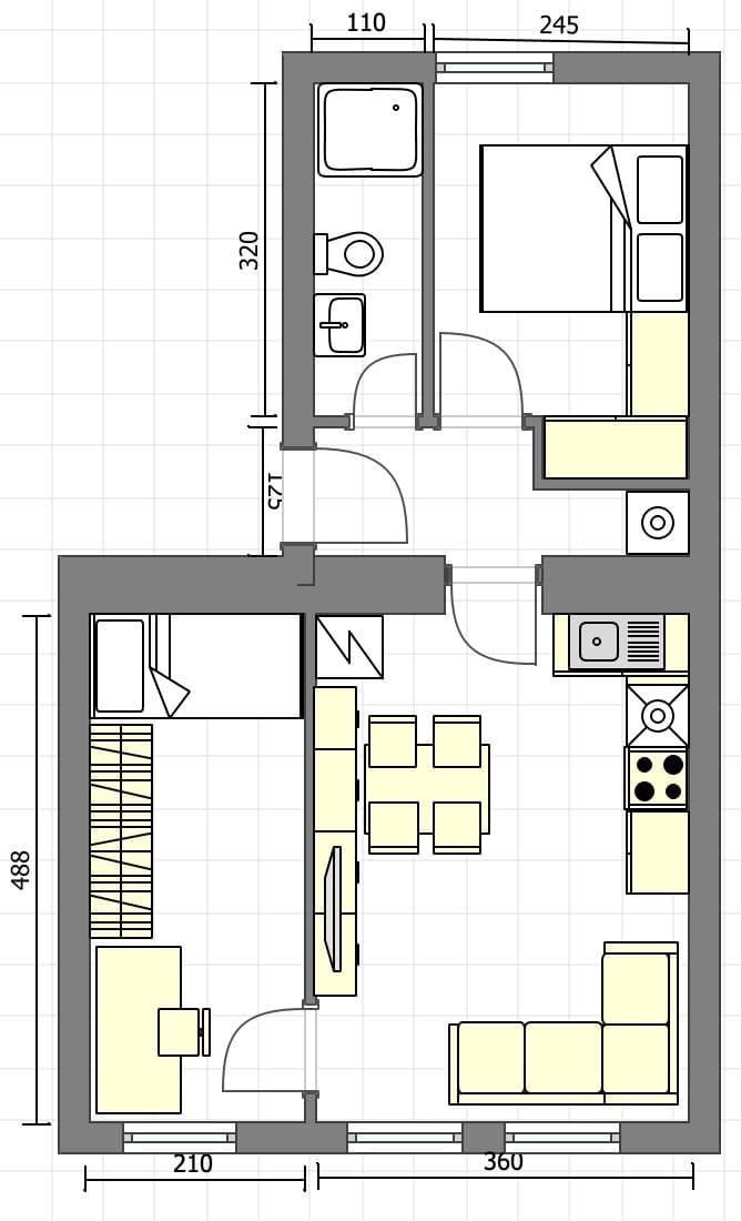 2 bedroom with open-plan kitchen flat to rent, 47 m², Rokycanova, Prague, Prague 2 bedroom with open-plan kitchen flat to rent, 47 m², Rokycanova, Prague, Prague