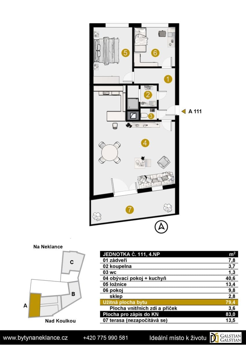 2 bedroom with open-plan kitchen flat for sale, 83 m², Nad Koulkou, Prague, Prague 2 bedroom with open-plan kitchen flat for sale, 83 m², Nad Koulkou, Prague, Prague