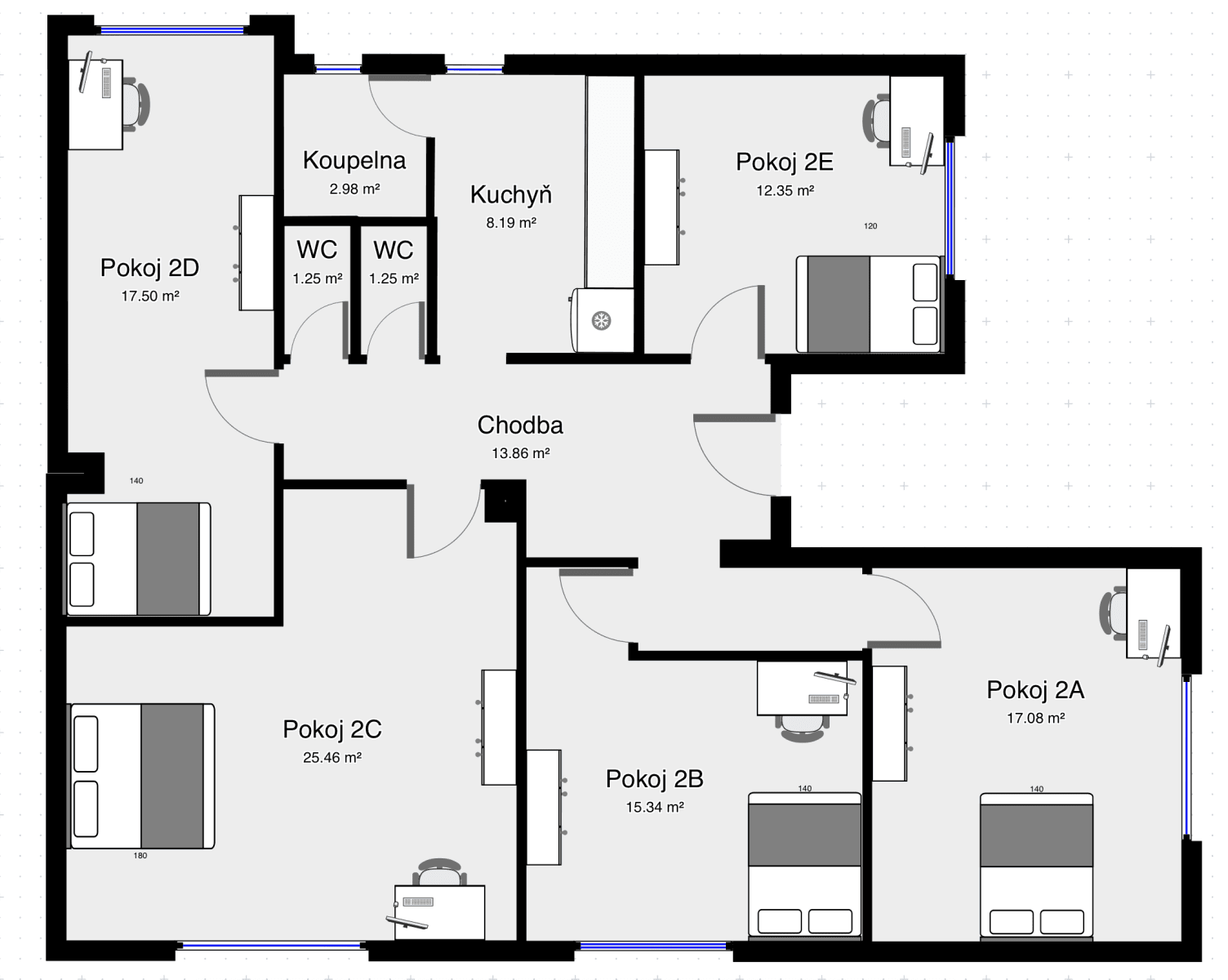 5 bedroom flat to rent, 115 m², Jižní Ⅱ, Prague, Prague 5 bedroom flat to rent, 115 m², Jižní Ⅱ, Prague, Prague
