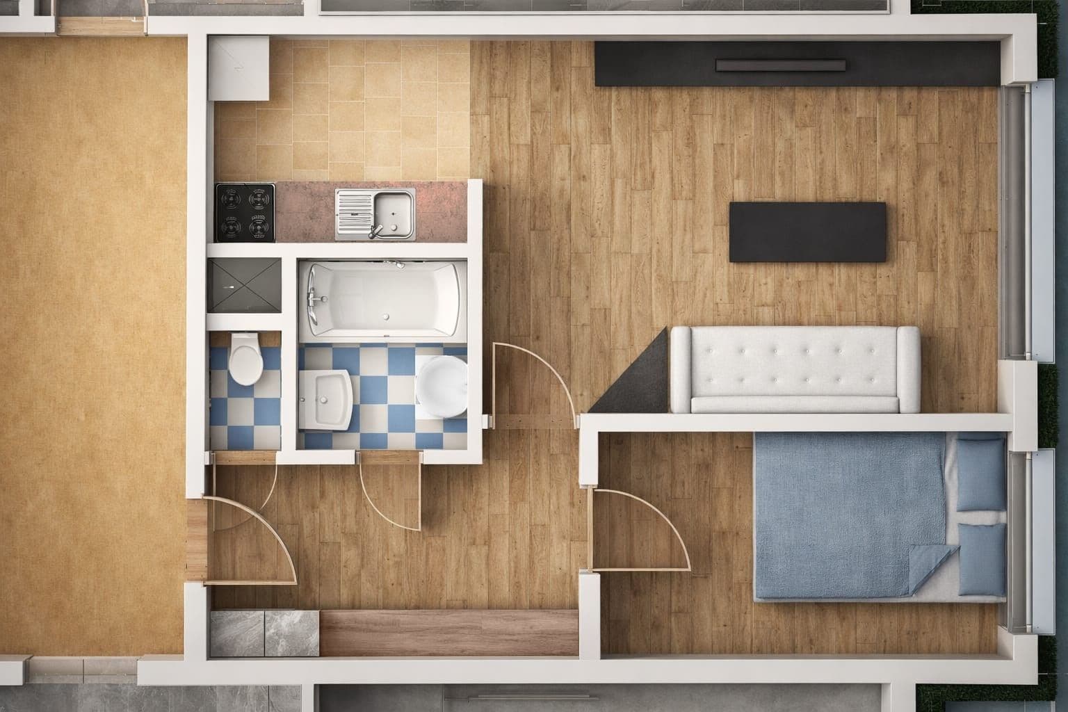 1 bedroom with open-plan kitchen flat to rent, 44 m², Na Chobotě, Prague, Prague 1 bedroom with open-plan kitchen flat to rent, 44 m², Na Chobotě, Prague, Prague