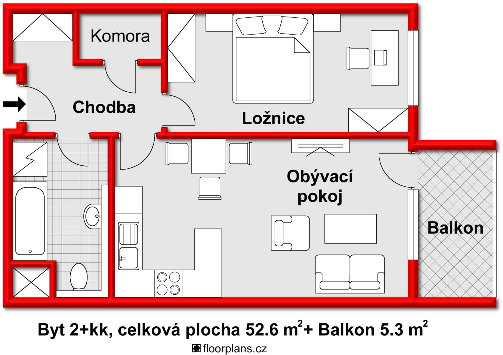 1 bedroom with open-plan kitchen flat to rent, 53 m², Pod Harfou, Prague, Prague 1 bedroom with open-plan kitchen flat to rent, 53 m², Pod Harfou, Prague, Prague