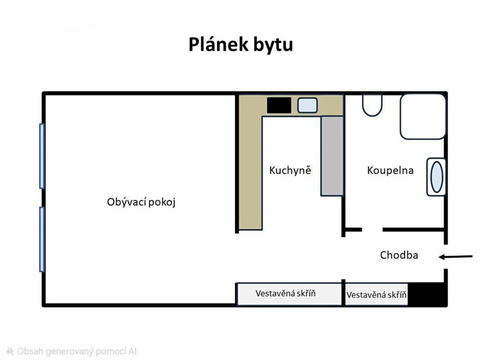 1 bedroom flat to rent, 36 m², Záhřebská, Prague, Prague 1 bedroom flat to rent, 36 m², Záhřebská, Prague, Prague